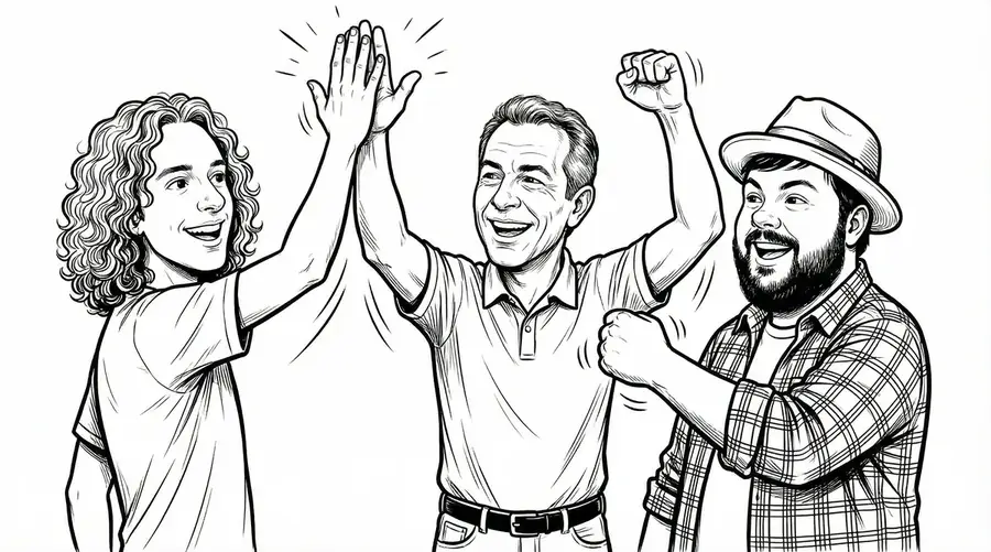 Equipe Finanz Contábil comemorando — Mateus Greggersen, Eduardo Menezes e Joel Rocha